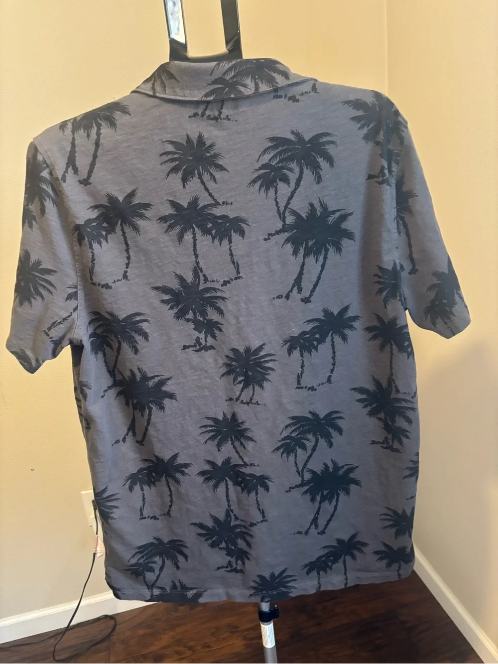 J. Crew Men's Grey Casual Polo Tropical Palm Tree Print Pocket Front